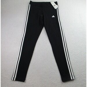 NWT Adidas Loungewear Leggings Womens M Black Striped Stretch Gym Running Active